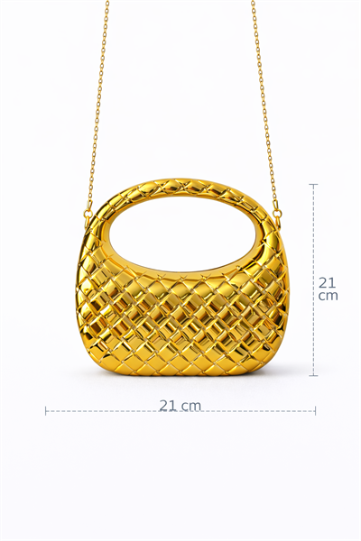 Weave Örgü Dokulu Gold Zincir Askılı Çanta