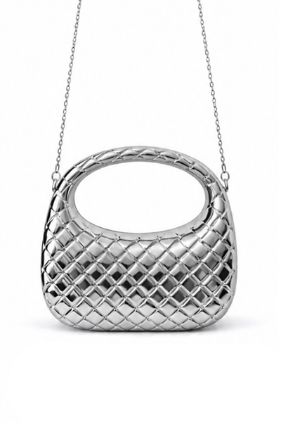 Weave Örgü Dokulu Silver Zincir Askılı Çanta