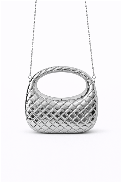 Weave Örgü Dokulu Silver Zincir Askılı Çanta