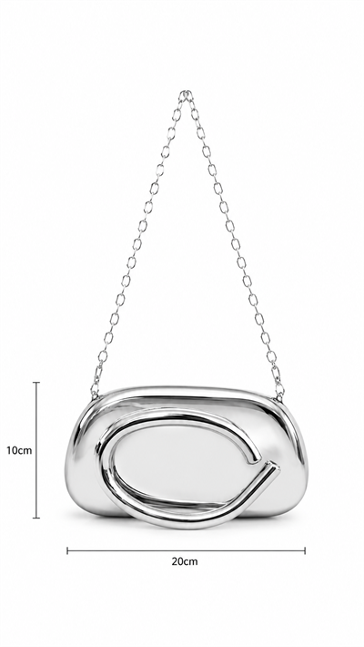 Zasa Silver Kadın Zincir Askılı Hardcase Clutch Çanta | Gece & Davet