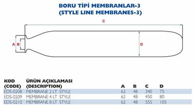 4 LT Boru Tipi Membran EPDM & Butyl Kauçuk Hidrofor Genleşme Tankı Membranı