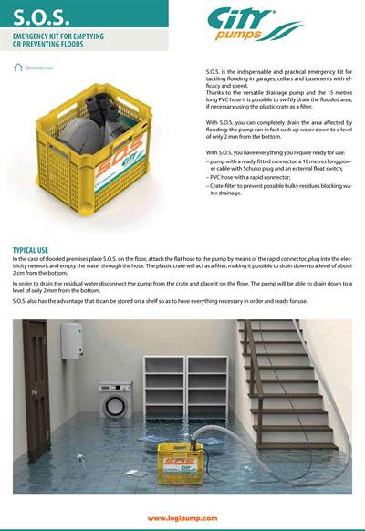  City Pumps S.O.S. Acil Sel Tahliye Kiti Dalgıç Pompa ve Aksesuarlarları  kW -  mSS