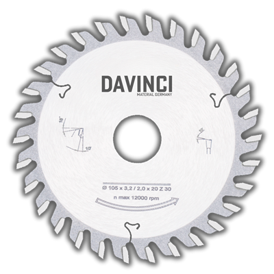 DaVinci 80x3,2x20mm 20 ATB diş PVC Kenar Bantlama Baş Son Kesme Testeresi | Sağ Sol Diş ATB Elmas Bıçak