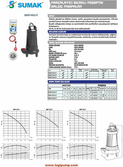 SBRT40/2-P Parçalayıcı Foseptik Dalgıç Pompa | 3 kW - 380 V