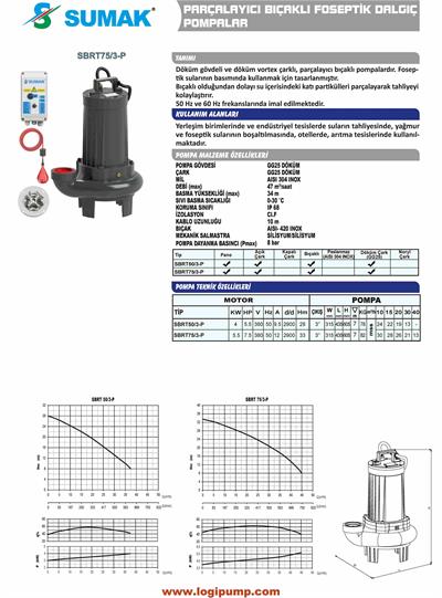 SBRT75/3-P Parçalayıcı Foseptik Dalgıç Pompa | 5.5 kW - 380 V