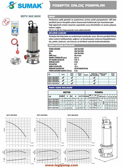 SDFV 30/2 İNOX Paslanmaz Açık Çarklı Foseptik Pompası | 2.2 kW - 220 V