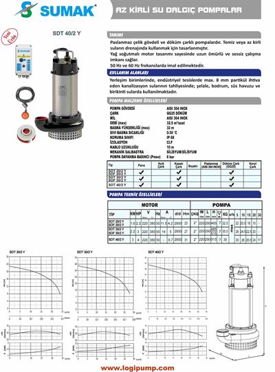 SDT 30/2 Y Döküm Az Kirli Su Dalgıç Pompa | 2.2 kW - 380 V