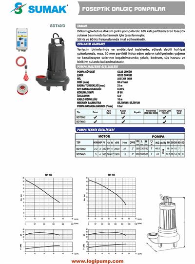 SDT40/3 Döküm Kapalı Çark Foseptik Pompası | 3 kW - 380 V