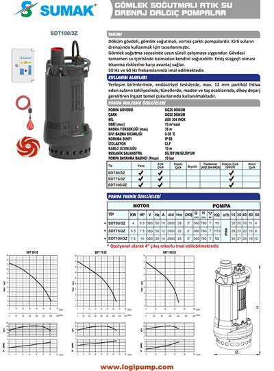SDT50/3Z Gövde Soğutmalı Süzgeçli Dalgıç Pompa | 4 kW - 380 V