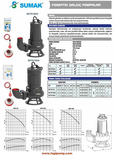 SDTK150/4 Kapalı Çark - Dirsekli Foseptik Dalgıç Pompa | 11 kW - 380 V
