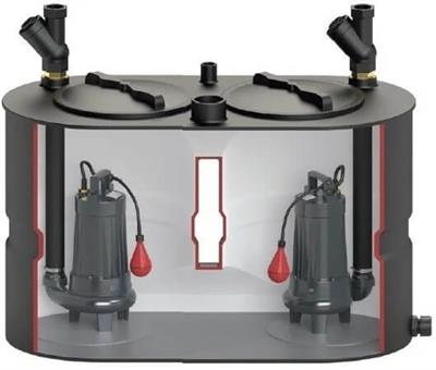 SMAC-2200 B Çift Pompalı Foseptik Terfi İstasyonu Termoplastik Tanklı | 2x SBRT20/2 P kW - 380 V