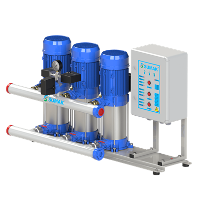 SUMAK SHM12C 220/4 Noril Fanlı 3 Pompalı Dik Hidrofor | 3x1.6 kW - 220 V