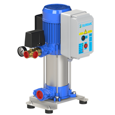 SUMAK SHM6A 100/6 Noril Fanlı 1 Pompalı Dik Hidrofor | 1x0.75 kW - 220 V