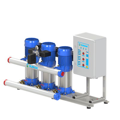 SUMAK SHM6C 150/8 Noril Fanlı 3 Pompalı Dik Hidrofor | 3x1.1 kW - 220 V