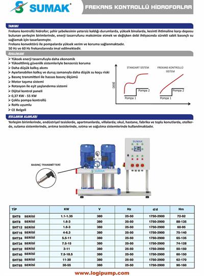 SUMAK SHT 8B 300/8 PFK Frekans Kontrol Panolu Hidrofor | 2x2.2 kW - 380 V