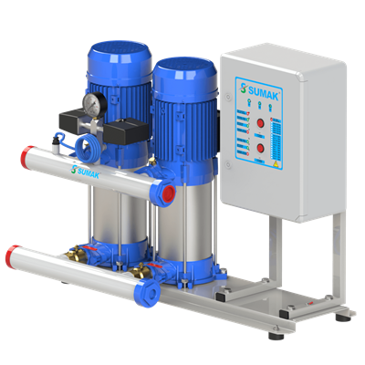 SUMAK SHT12B 400/7 Noril Fanlı 2 Pompalı Dik Hidrofor | 2x3 kW - 380 V