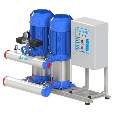 SUMAK SHT16B 750/7 Noril Fanlı 2 Pompalı Dik Hidrofor | 2x5.5 kW - 380 V