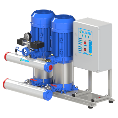 SUMAK SHT16B 850/8 Noril Fanlı 2 Pompalı Dik Hidrofor | 2x6.3 kW - 380 V