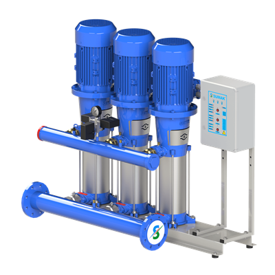 SUMAK SHT24C550/4 Noril Fanlı 3 Pompalı Dik Hidrofor | 3x4 kW - 380 V