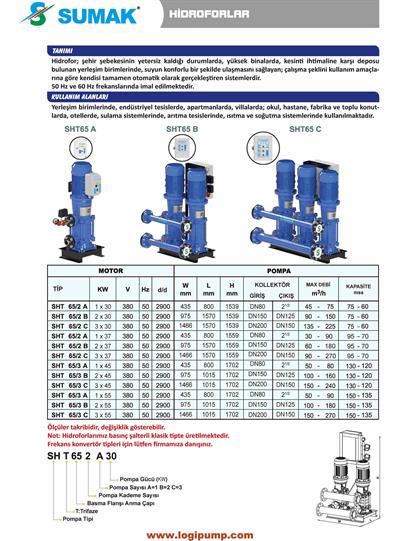 SUMAK SHT65/3C-3x55 Döküm 3 Pompalı Dikey Hidrofor | 3x55 kW - 380 V