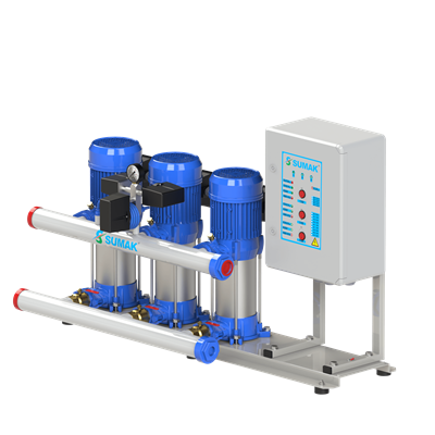 SUMAK SHT6C 150/8 Noril Fanlı 3 Pompalı Dik Hidrofor | 3x1.1 kW - 380 V