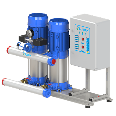 SUMAK SHT8B 450/12 Noril Fanlı 2 Pompalı Dik Hidrofor | 2x3.45 kW - 380 V