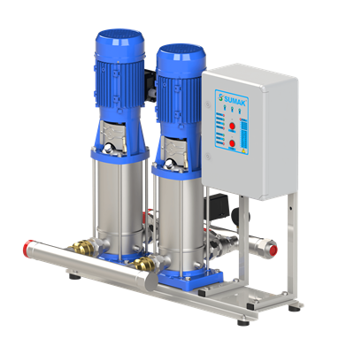 SUMAK SHTP8 B 300/10 Paslanmaz Dik 2 Pompalı Hidrofor | 2x2.2 kW - 380 V