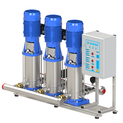 SUMAK SHTP8 C 220/8 Paslanmaz Dik 3 Pompalı Hidrofor | 3x1.6 kW - 380 V