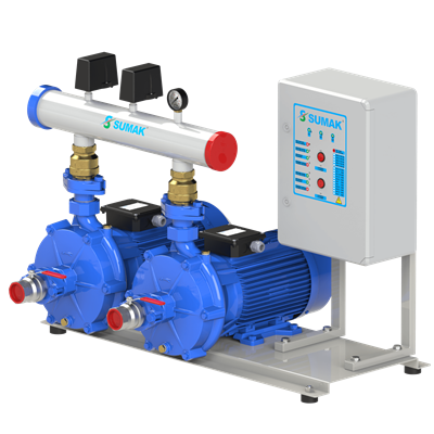SUMAK SMKTB550/2 Döküm Yatay 2 Pompalı Hidrofor | 2x4 kW - 380 V