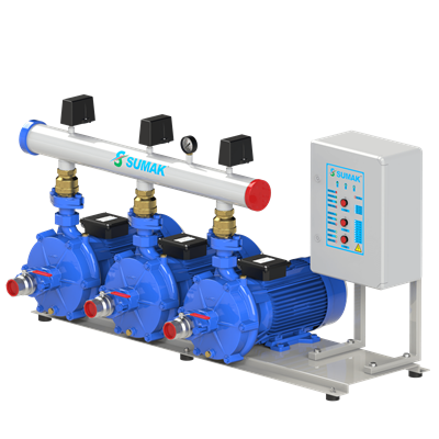 SUMAK SMKTC550/2 Döküm Yatay 3 Pompalı Hidrofor | 3x4 kW - 380 V