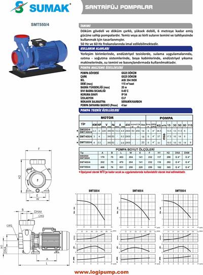 SUMAK SMT400/4 Döküm Çarklı Santrifüj Pompa | 3 kW - 380 V