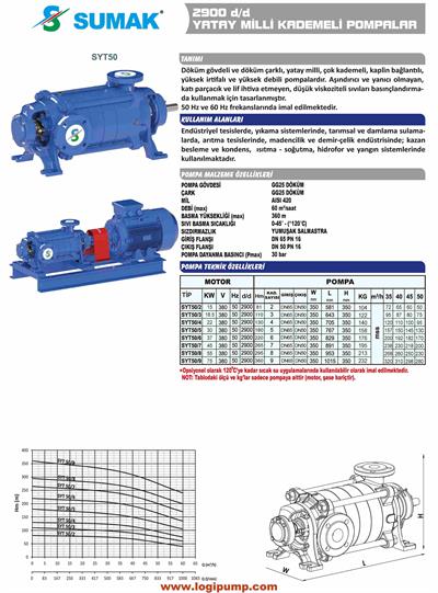 SUMAK SYT50/7 Yandan Emişli, 2900 D/D Kademeli Pompa | 45 kW - 380 V