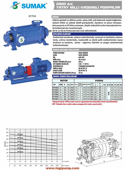 SUMAK SYT65/5 Yandan Emişli, 2900 D/D Kademeli Pompa | 90 kW - 380 V