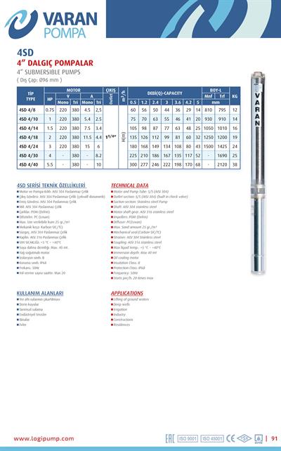 Varan 4SD 4/30 Paslanmaz (Noril Çarklı) / 4