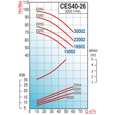 Varan CES 40-26-22002 Uçtan Emişli - Kapalı Kaplinli / EN 733 Yüksek Verimli Endüstriyel Santrifüj Pompa (30 HP / 22 kW) 90 mSS / 60 m3/h