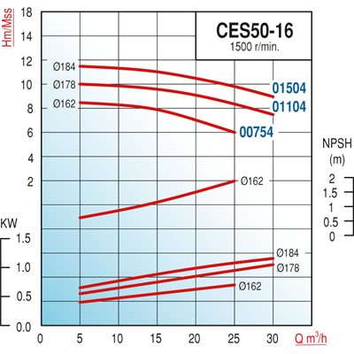 Varan CES 50-16-00754 Uçtan Emişli (1500 d/d) Kapalı Kaplinli / EN 733 Yüksek Verimli Endüstriyel Santrifüj Pompa (1 HP/ 0.75 kW) 8,5 mSS / 25 m3/h