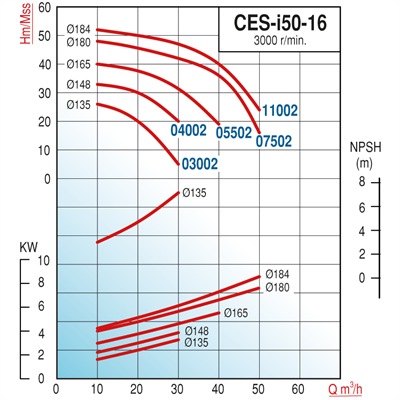 Varan CES-I 50-16-05502 Pik Döküm / İn-line (Hat Tipi) Endüstriyel Dik Milli Santrifüj Pompa (7.5 HP / 5.5 kW) 40 mSS / 40 m3/h