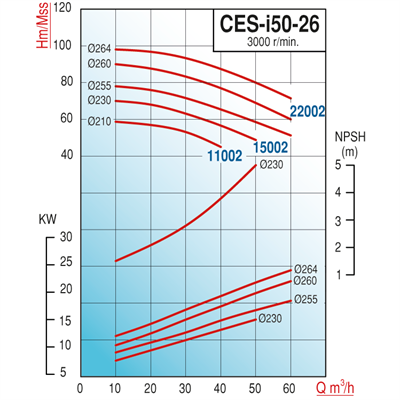 Varan CES-I 50-26-11002 Pik Döküm / İn-line (Hat Tipi) Endüstriyel Dik Milli Santrifüj Pompa (15 HP / 11.2 kW) 59 mSS / 40 m3/h