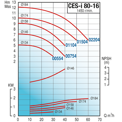 Varan CES-I 80-16-00554 Pik Döküm / İn-line (Hat Tipi) 1500 d/d Endüstriyel Dik Milli Santrifüj Pompa (0.75 HP / 0.55 kW) 5 mSS / 30 m3/h