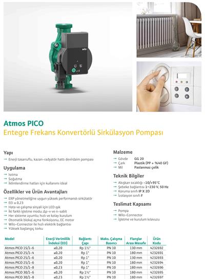 WİLO Atmos PICO 25/1-6-180 Entegre Frekans Konvertörlü Sirkülasyon Pompası ≤0,20 kW