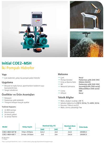 WİLO COE2-MSH 408 T Yatay (Noril) İki Pompalı Paket Hidrofor 14 Kat-29 Daire kW