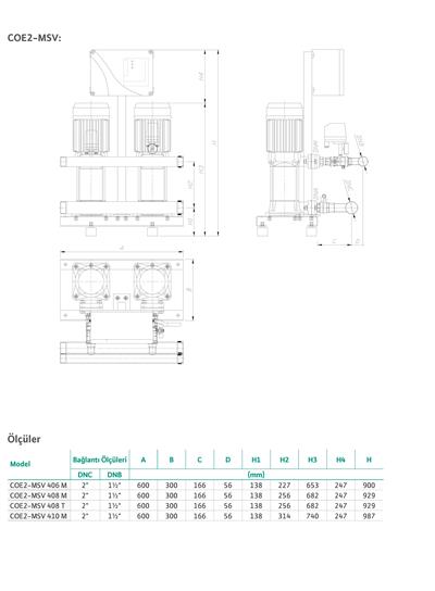WİLO COE2-MSV 408 M Düşey (Noril) 2 Pompalı Paket Hidrofor 9 Kat-29 Daire kW