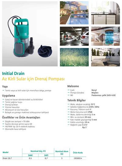 WİLO Drain 10.7 Az Kirli Sular için Drenaj Pompası 0,5 kW