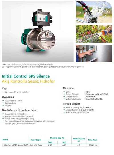 WİLO Initial Control SPS Silence 5-58 Akış Kontrollü Kademeli Sessiz Hidrofor 5 Kat-10 Daire kW