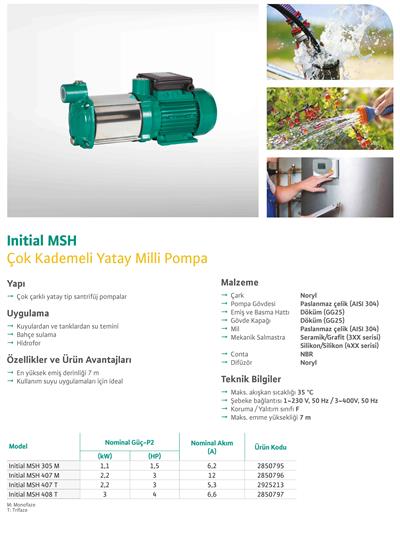 WİLO Initial MSH 407 M Noril Çarklı Yatay Kademeli Pompa 2,2 kW