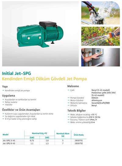 WİLO Jet-SPG 9-45 Kendinden Emişli Döküm Gövdeli Jet Pompa 1,1 kW