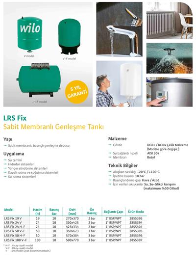 Wilo LRS Fix 24V Sabit Membranlı Genleşme Tankı - 24 Litre Dikey Model