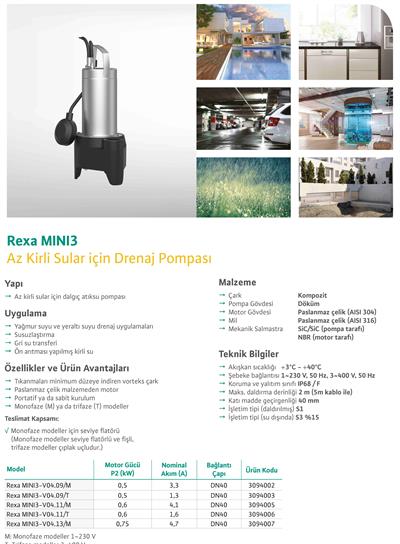 WİLO Rexa MINI3-V04.13/M Az Kirli Sular için Drenaj Pompası 0,75 kW