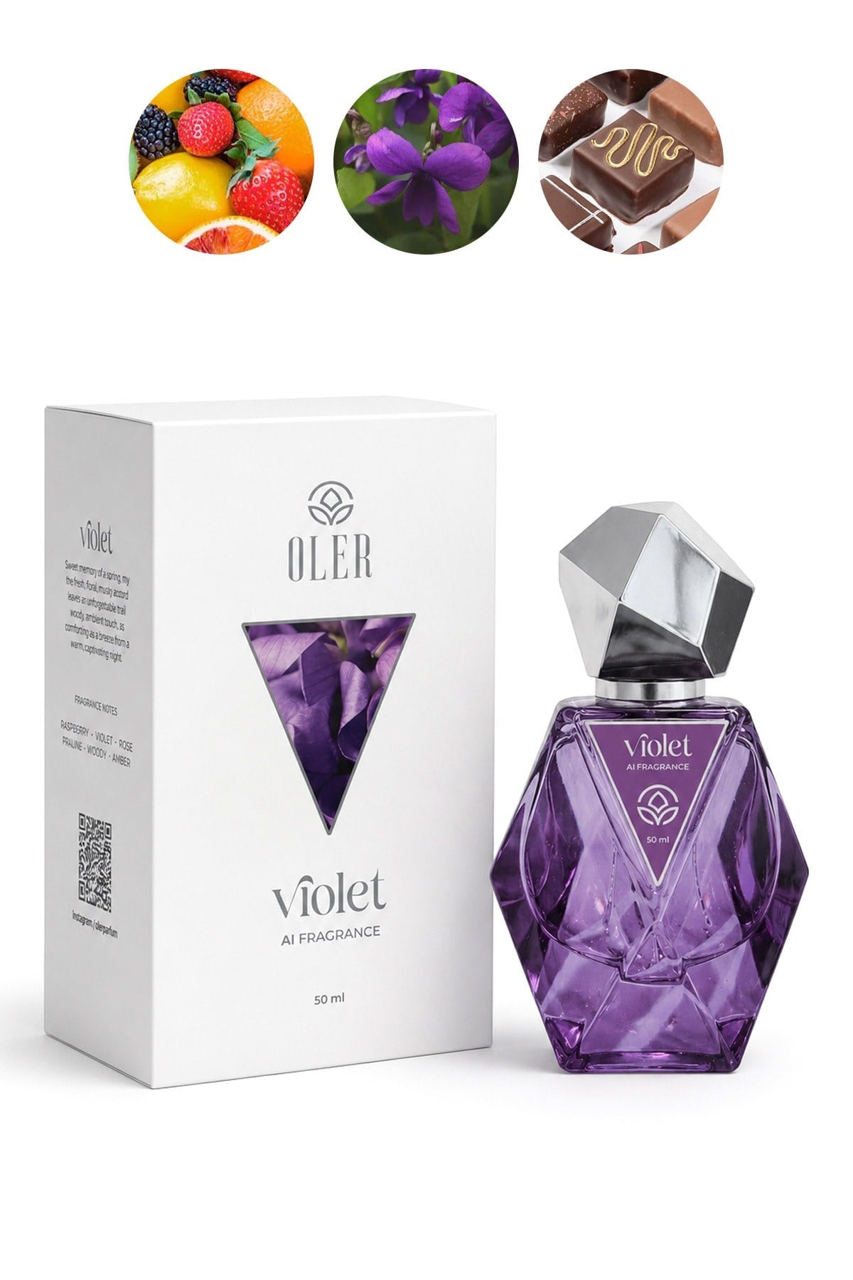 AI Fragrance Violet EDP Kadın Parfüm 50ml | Raspberry | Gül | Pralin | Woody | Amber