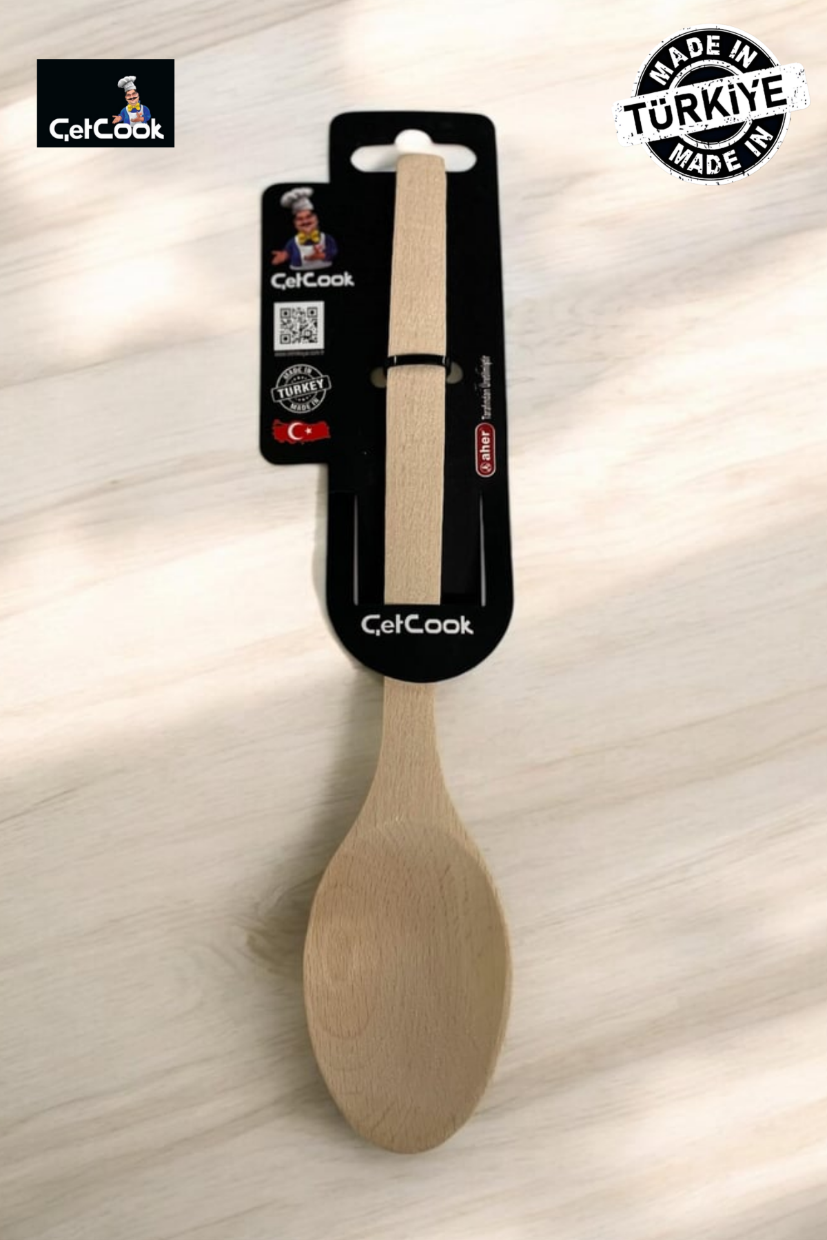 ÇetCook Tahta Yemek Pişirme Kaşığı